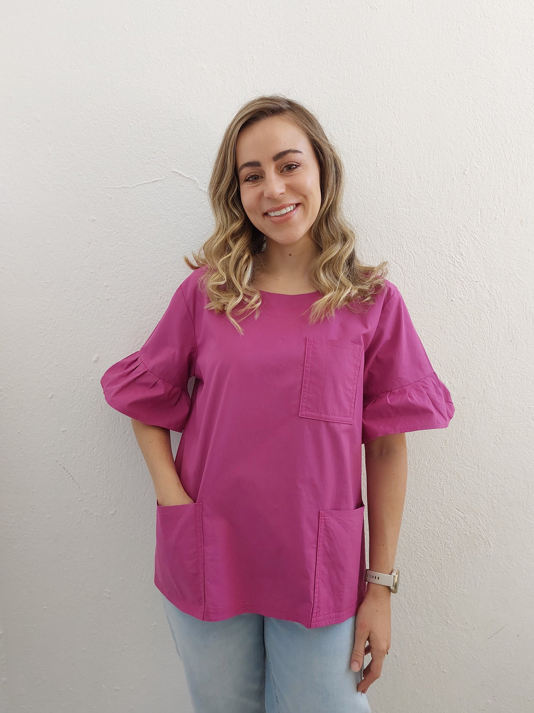 Dewberry Elegant Scrub Top