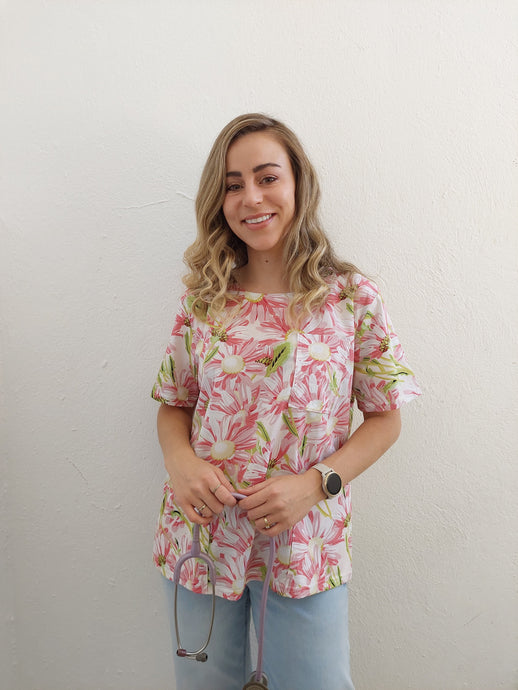 Delicate Daisies Scrub Top
