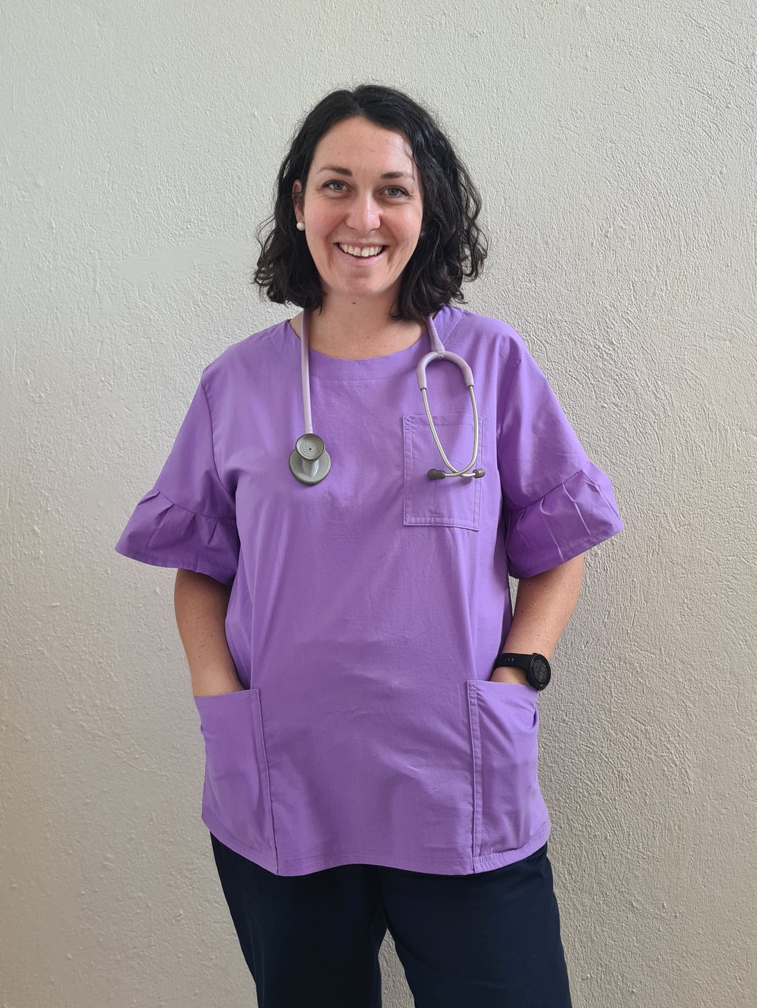 Lavender Elegant Scrub Top