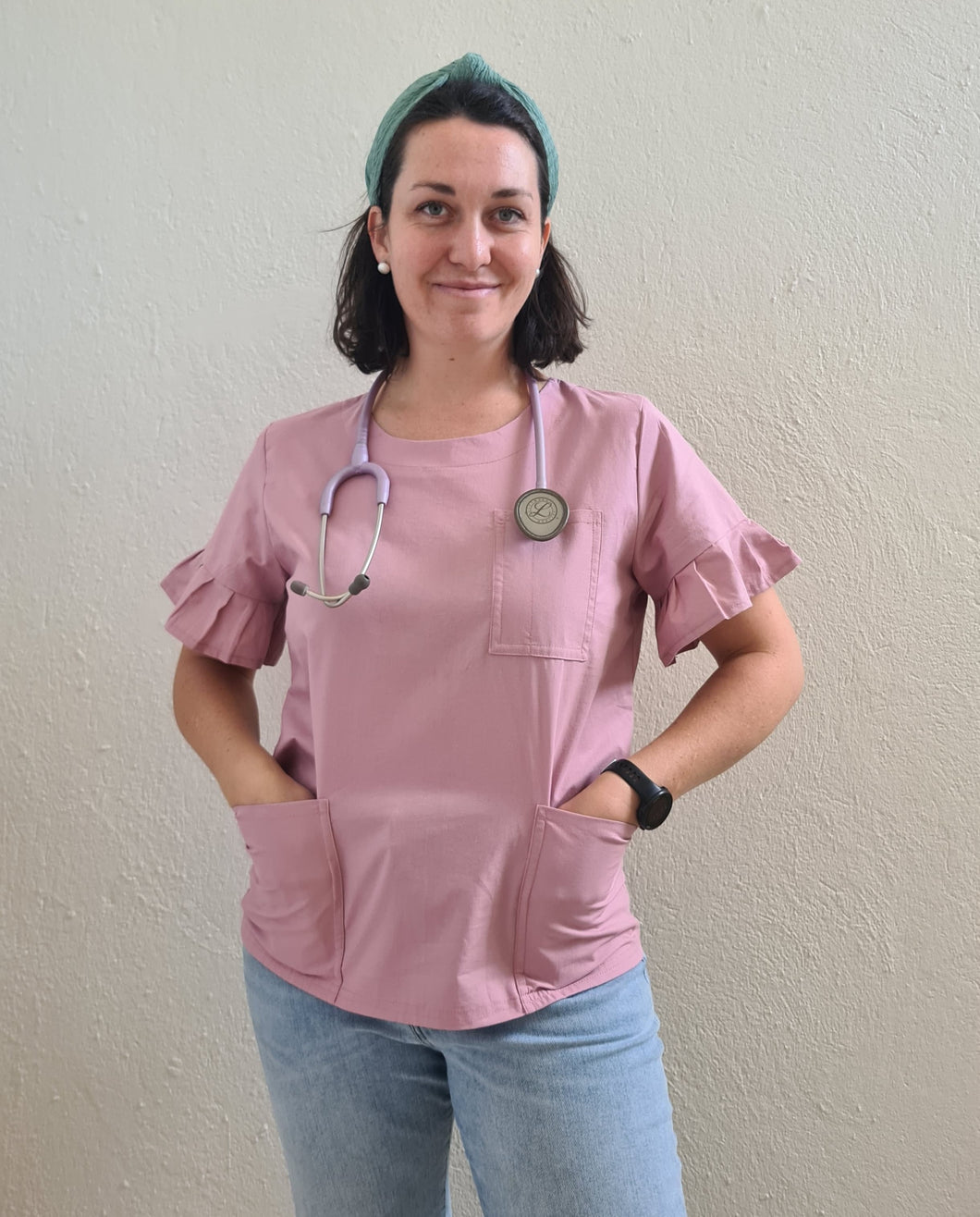 Dusty Rose Elegant Scrub Top