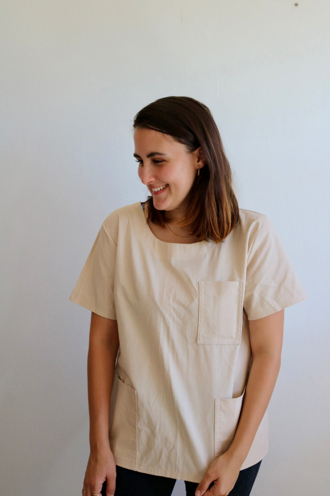 Plain Beige Scrub Top